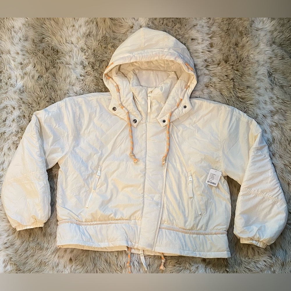 NWT Free People FP Movement Round And Round Puffer Jacket Coat Ivory Primaloft